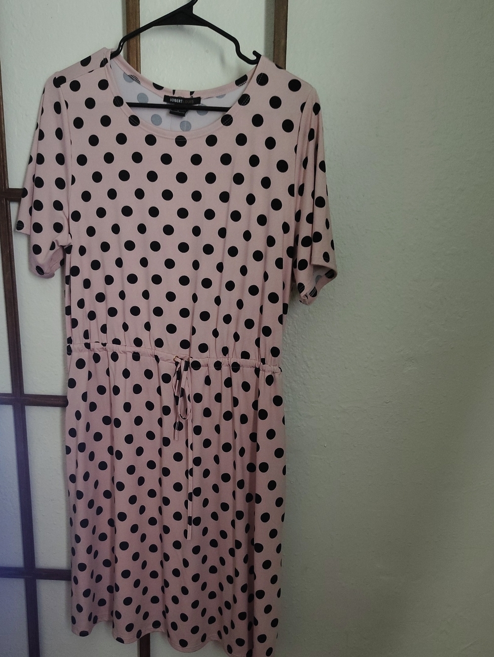Mossimo Supply Co. Pink & Black Polka Dot Drawstring Midi Dress